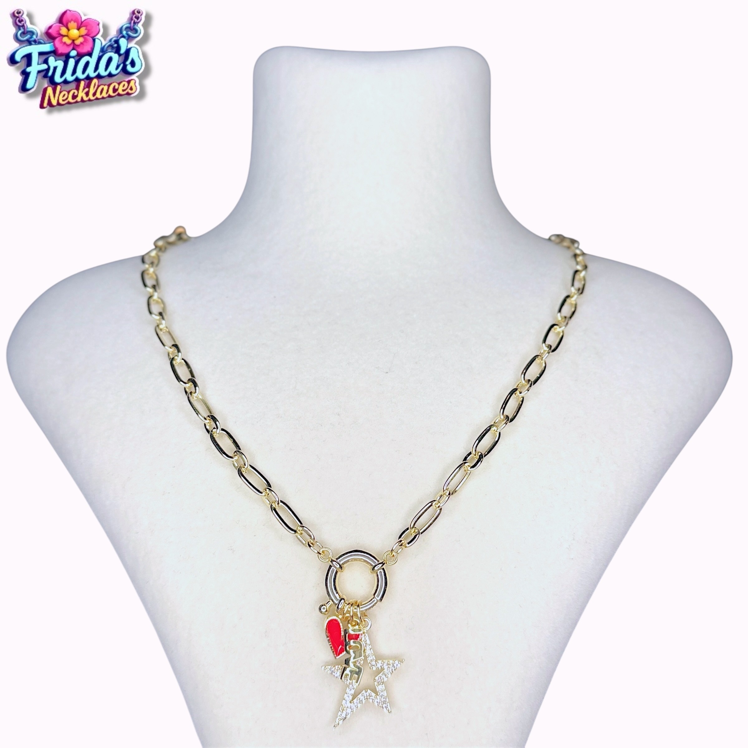 Özel Seri Kırmızı Kalp Charm Kolye