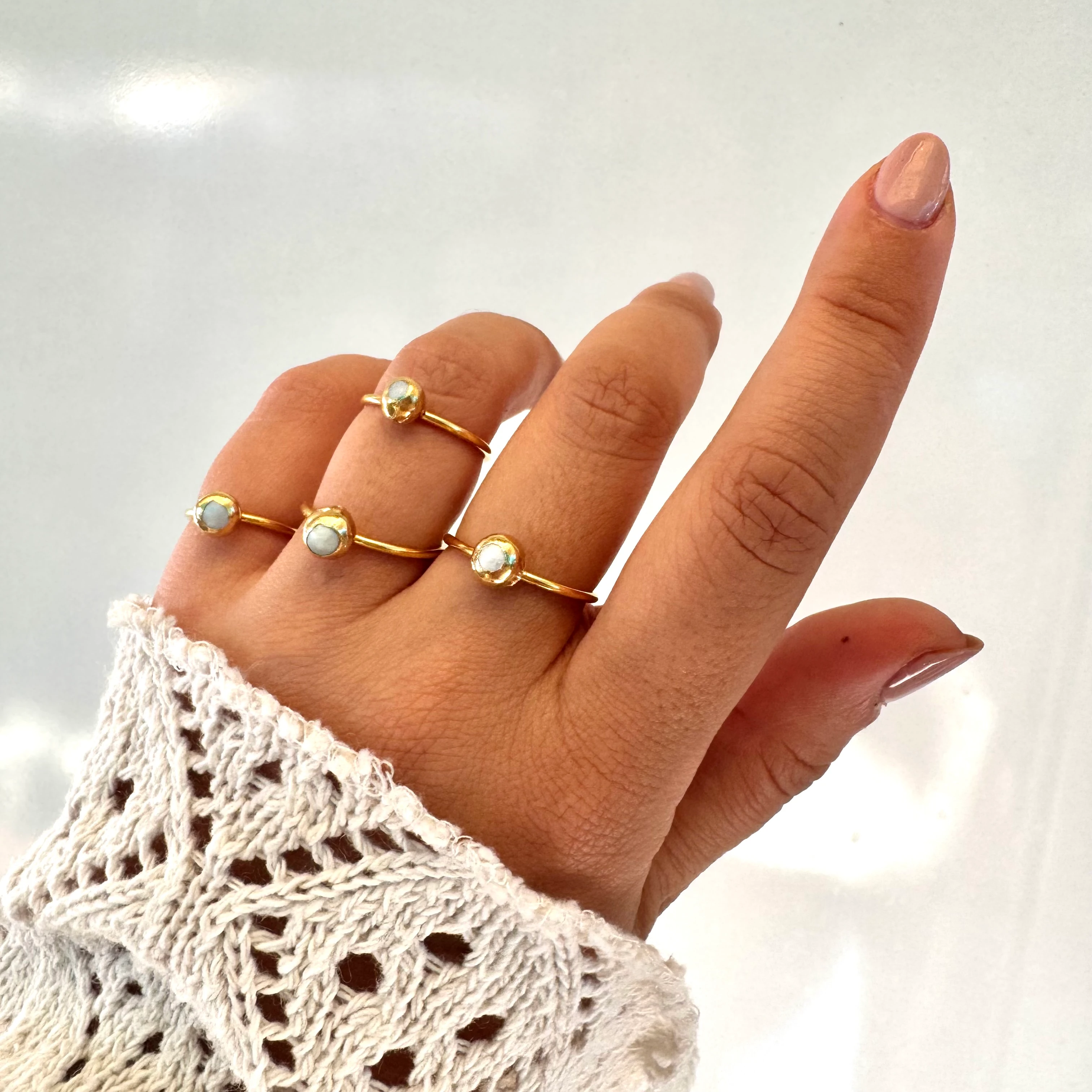 Doğal İnci Minimal Yüzük 