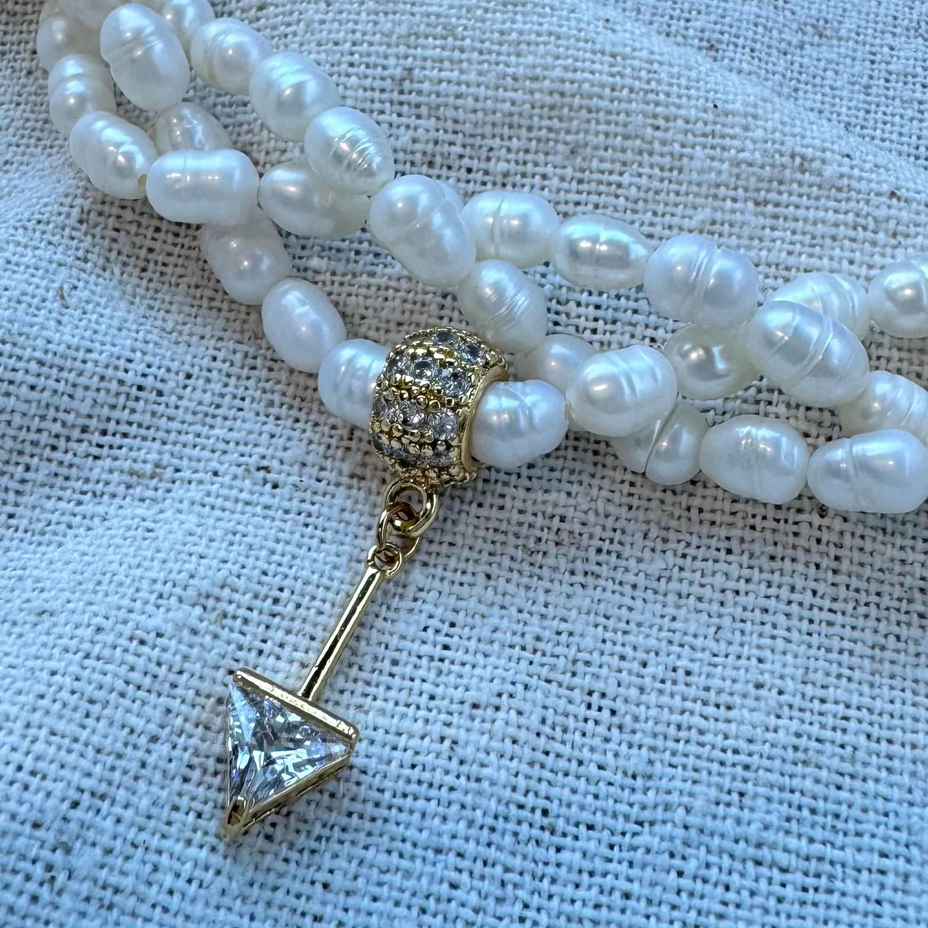 Doğal İnci Örgü Choker Tasarım Kolye