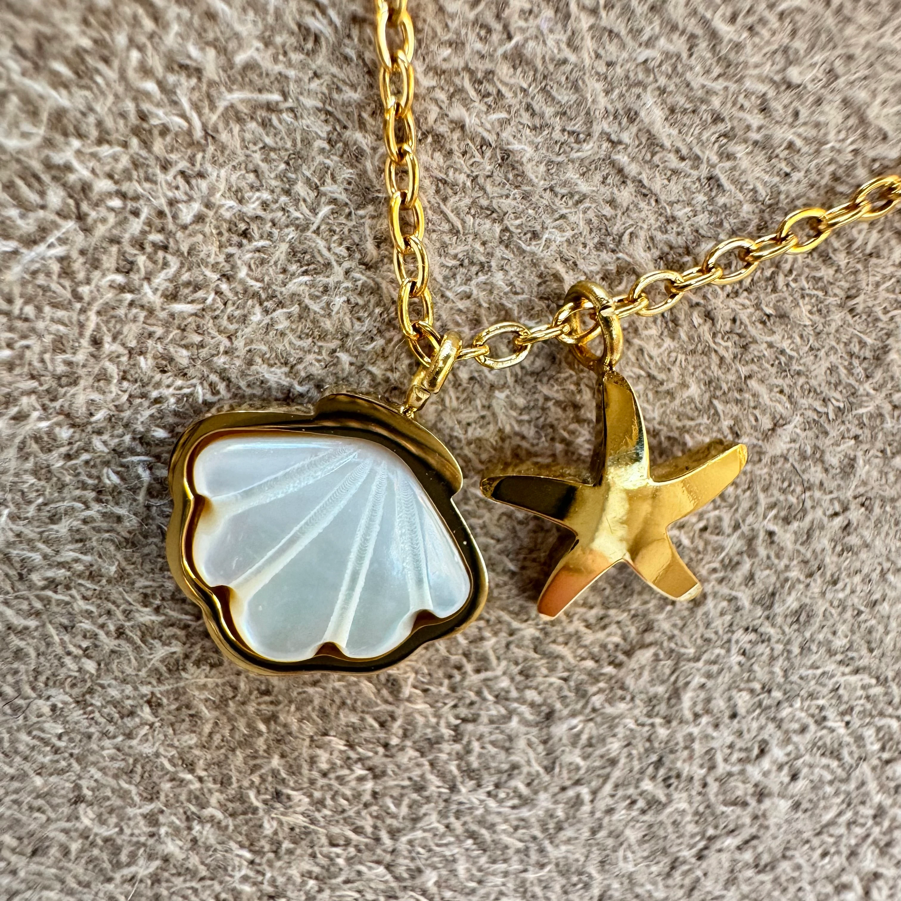 Doğal Sedef Çelik Minimal Kolye