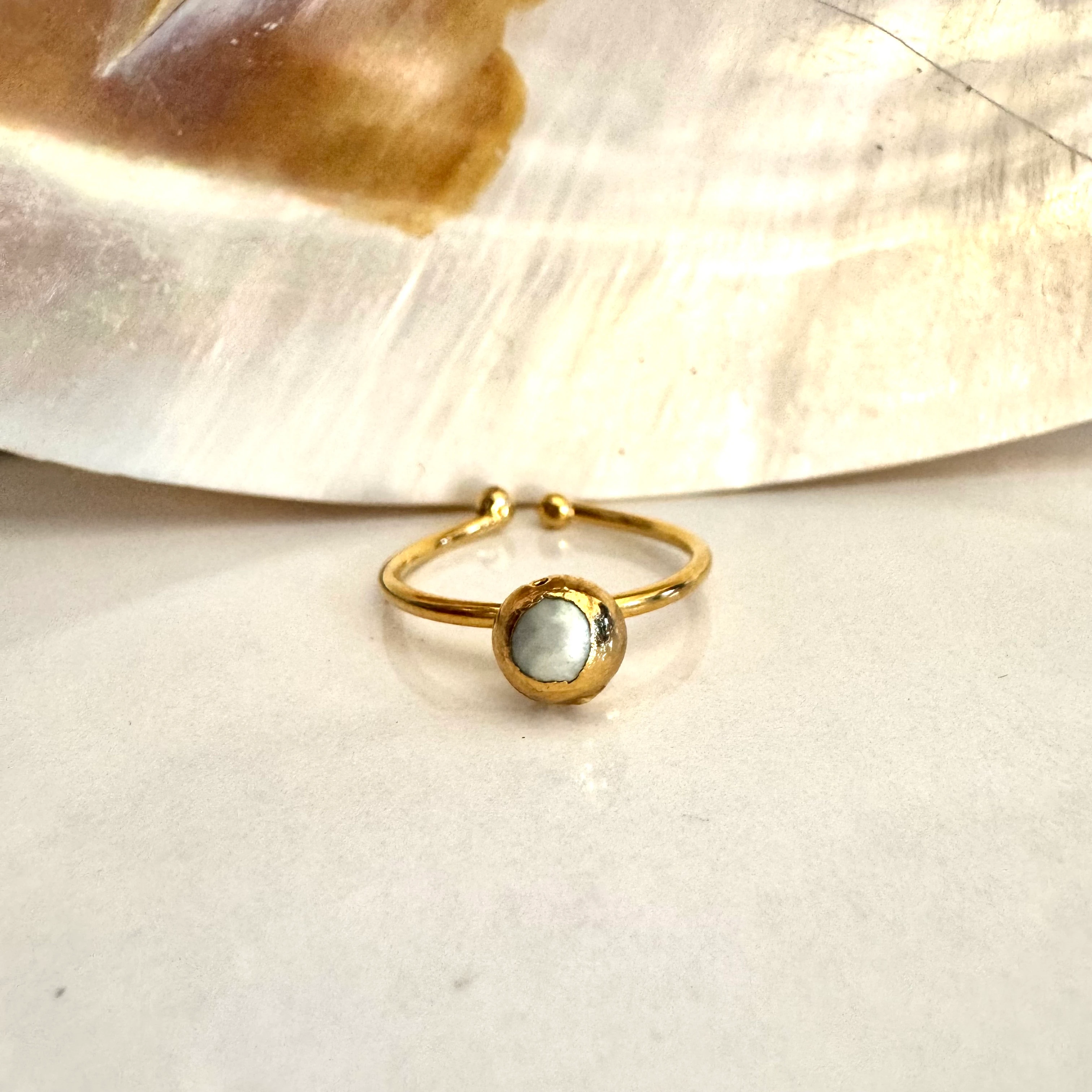 Doğal İnci Minimal Yüzük 