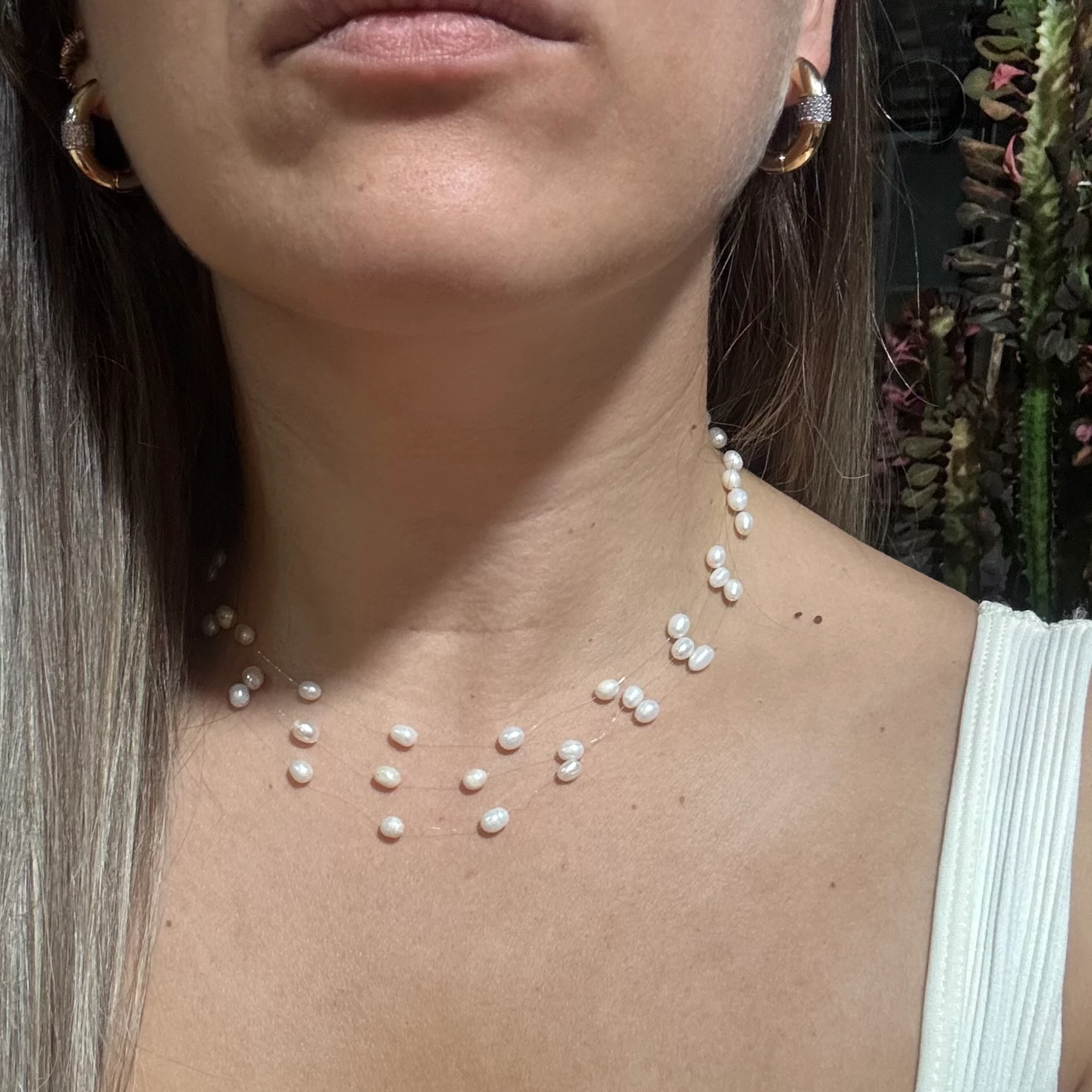 Doğal İnci Tasarım Hayalet Kolye