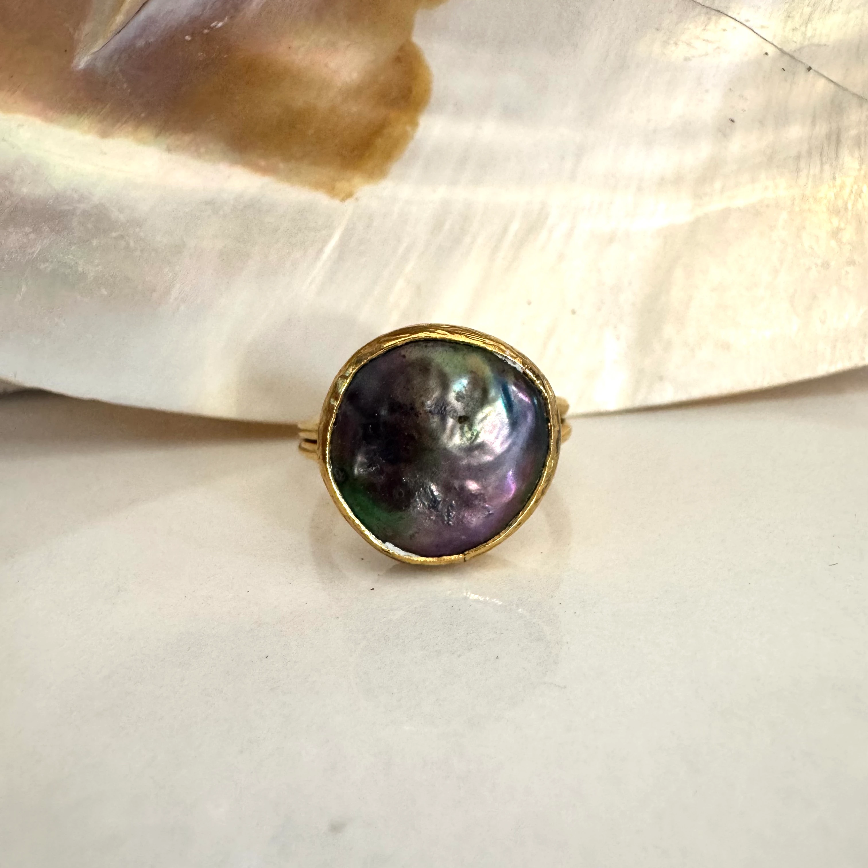 Doğal Siyah İnci Yüzük