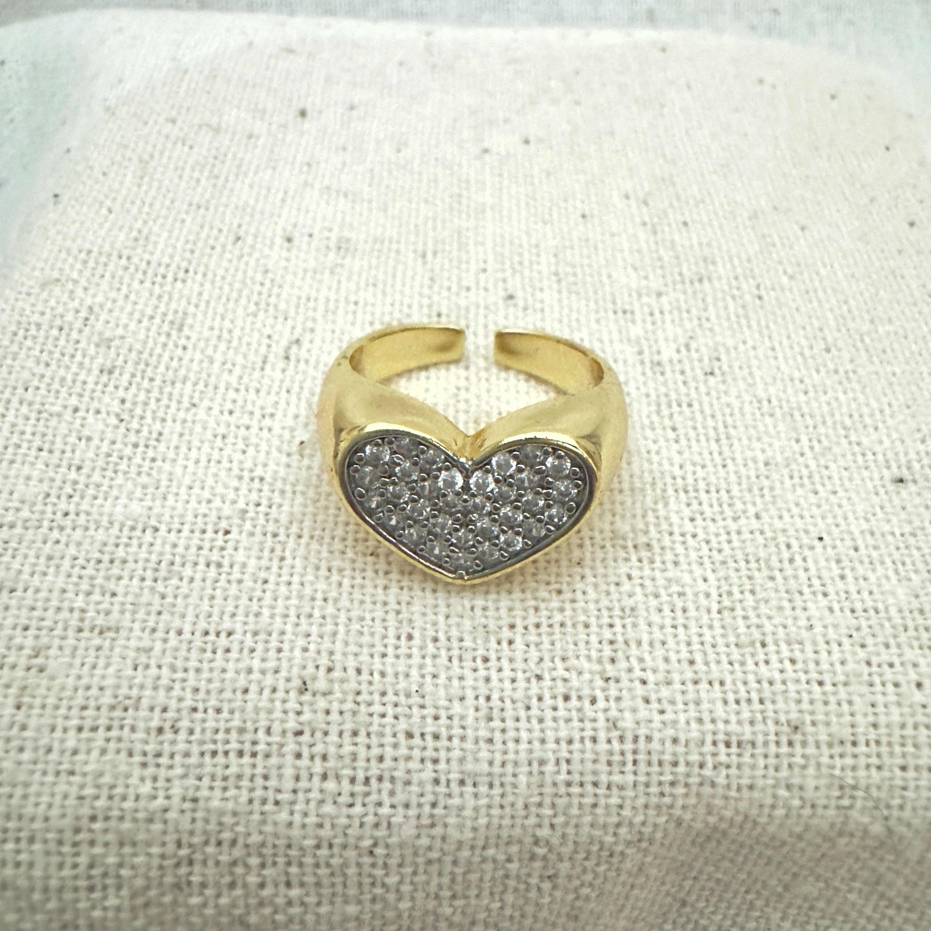 Çift Renk Kalp Taşlı Yüzük