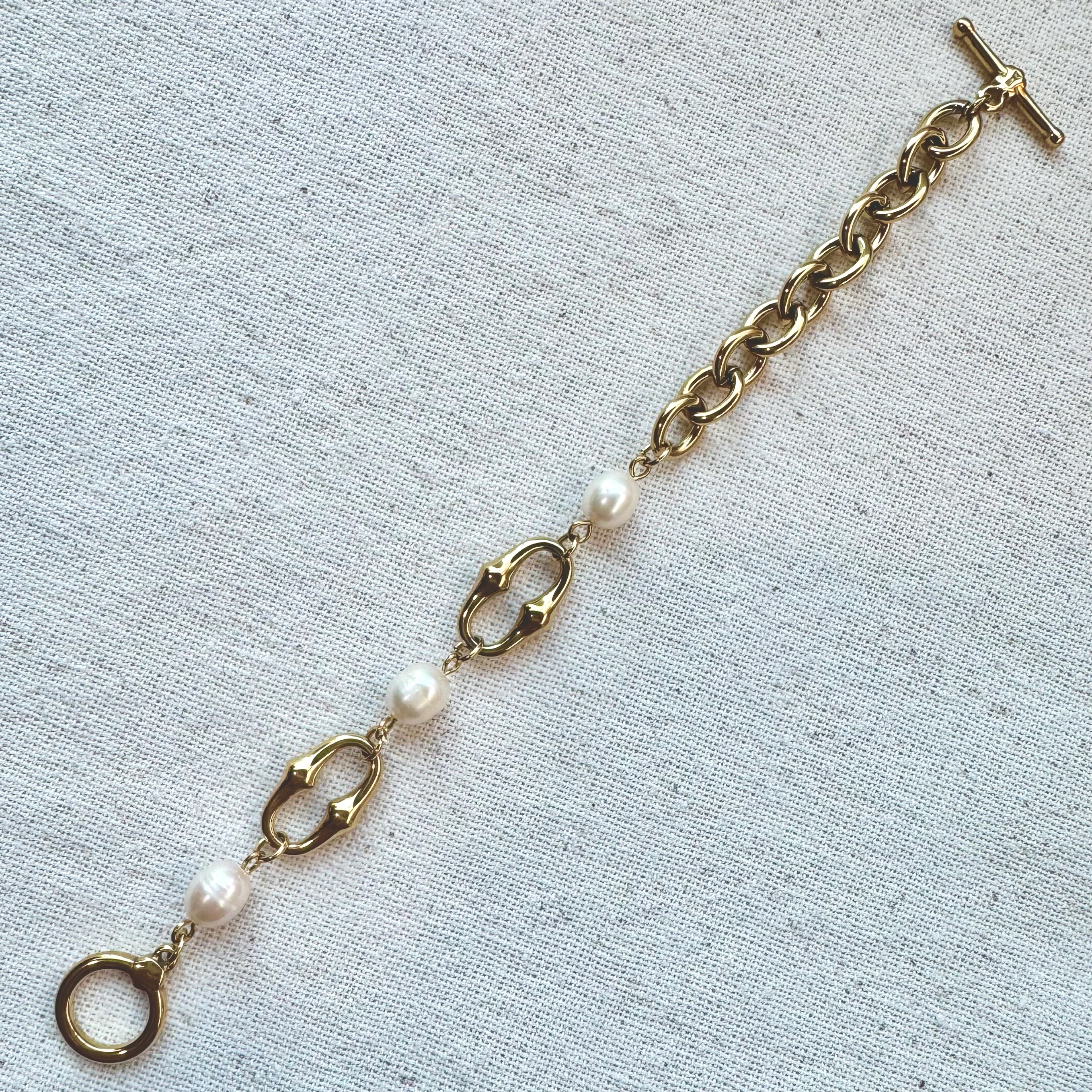 Doğal İnci Çelik Zincir Bileklik