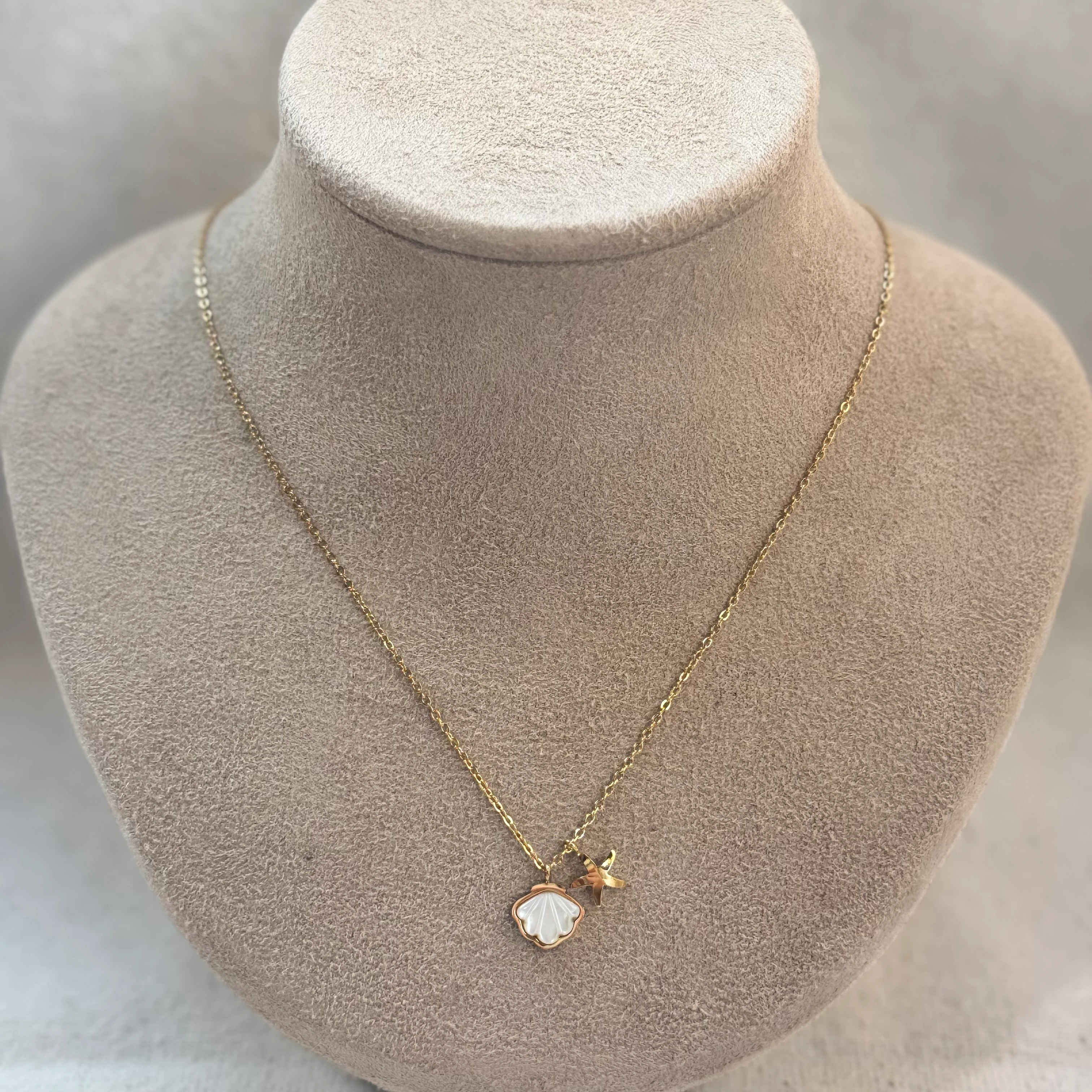 Doğal Sedef Çelik Minimal Kolye