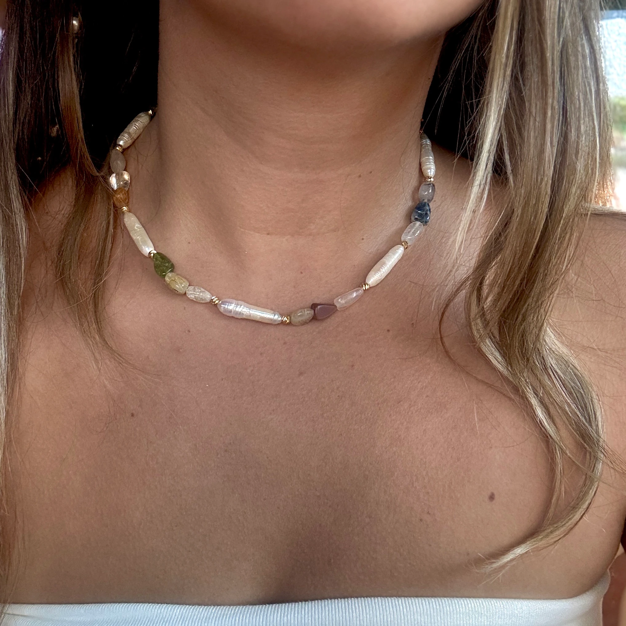 Doğal Stick İnci Tasarım Kolye