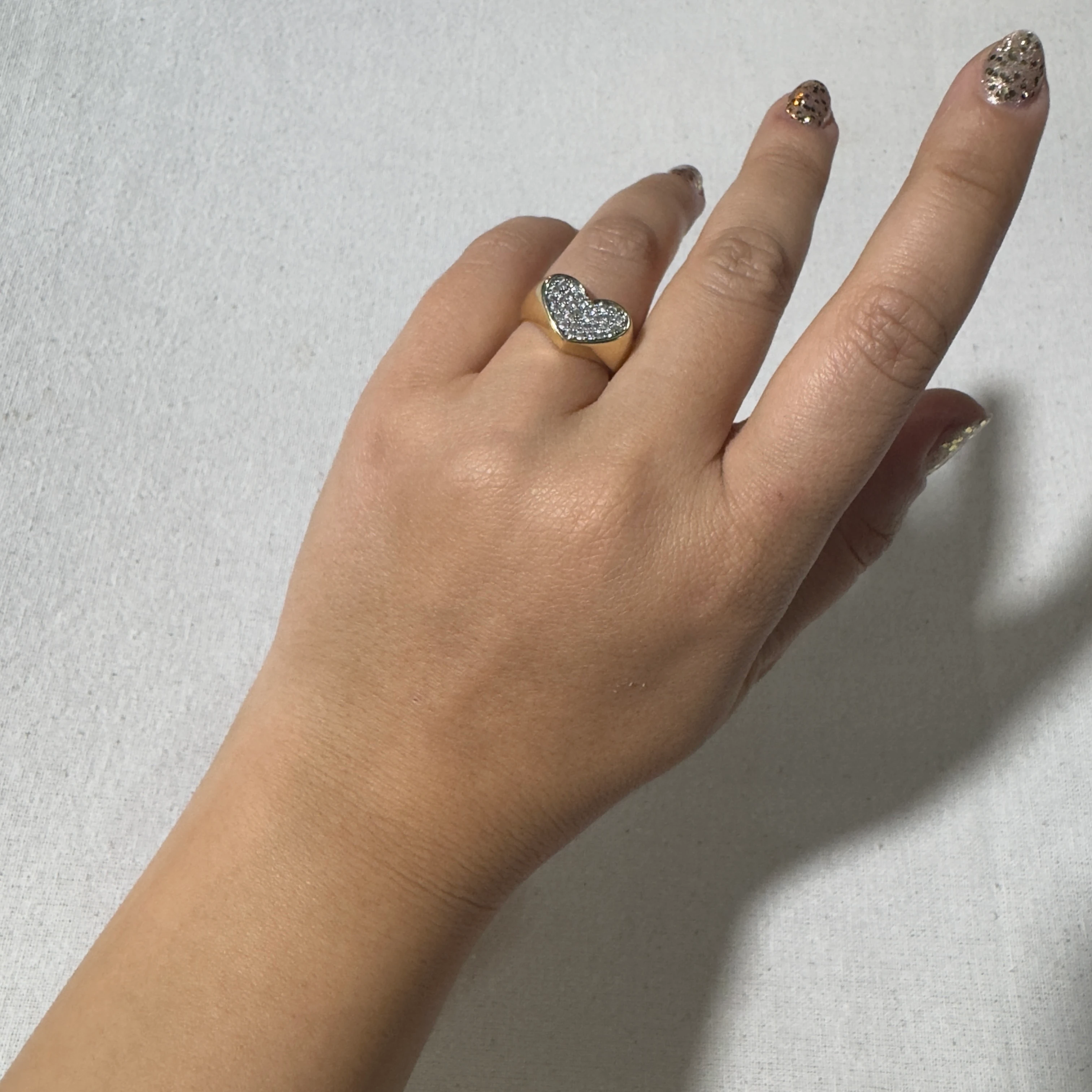 Çift Renk Kalp Taşlı Yüzük