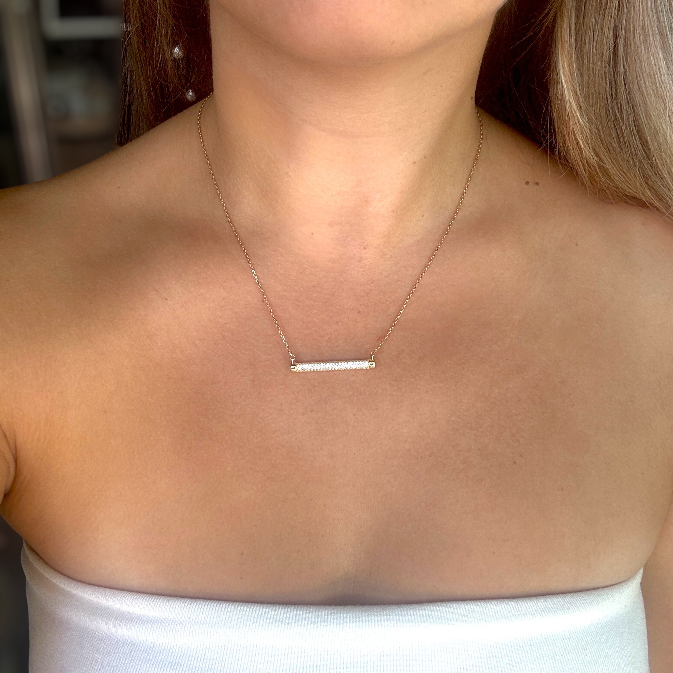 Taşlı Çizgi Minimal Kolye