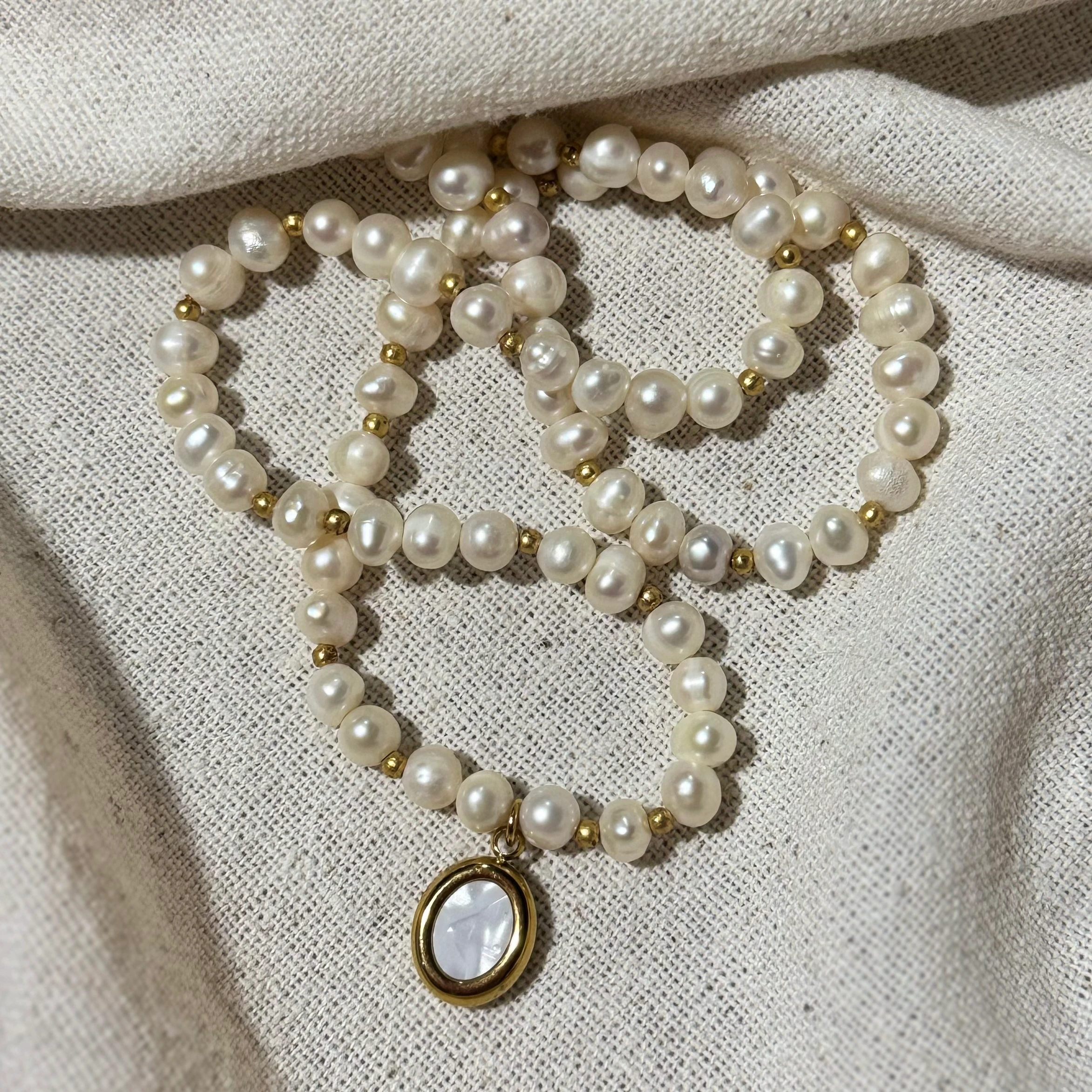 Doğal İnci Vintage Charm Tasarım Kolye