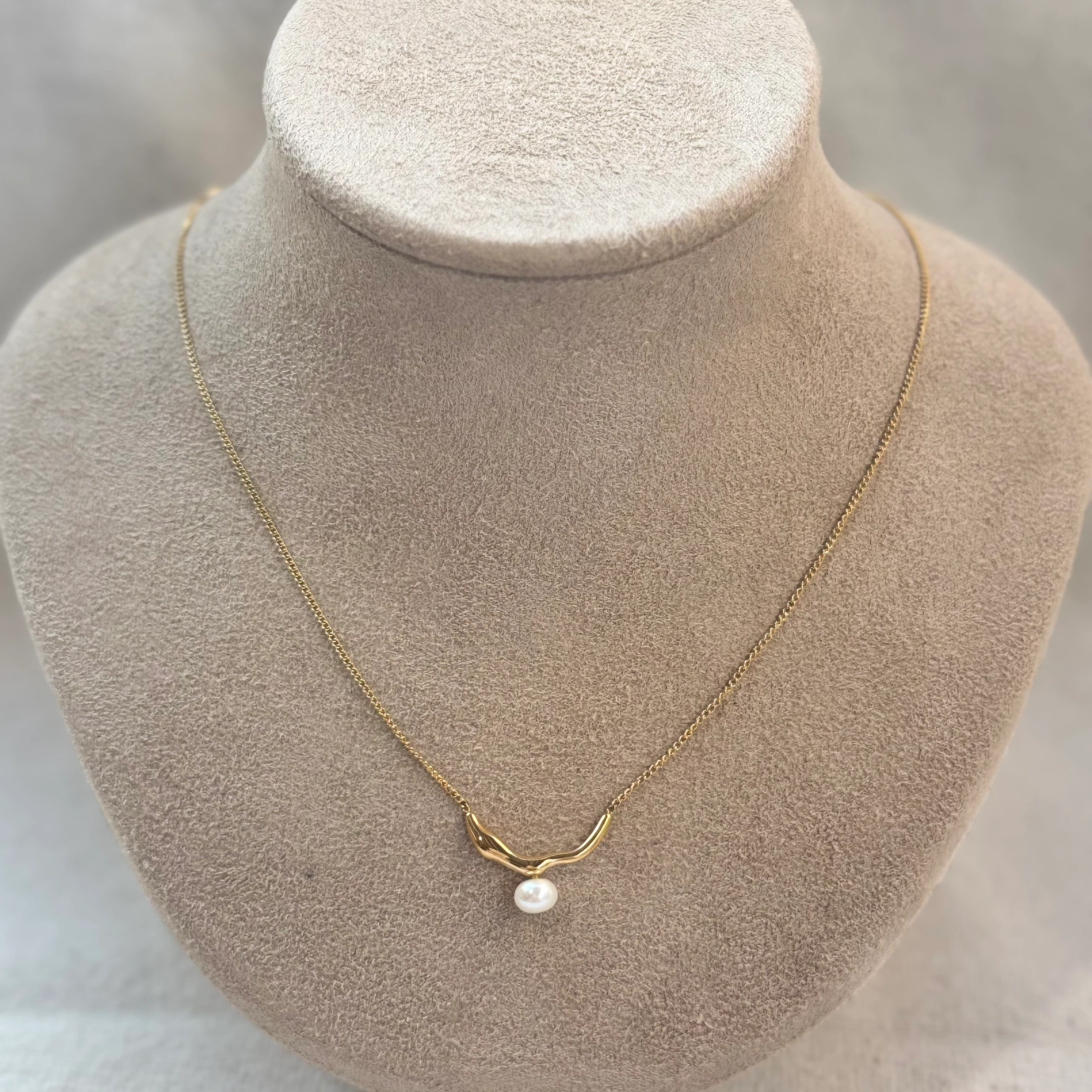 Doğal İnci Minimal Çelik Kolye 