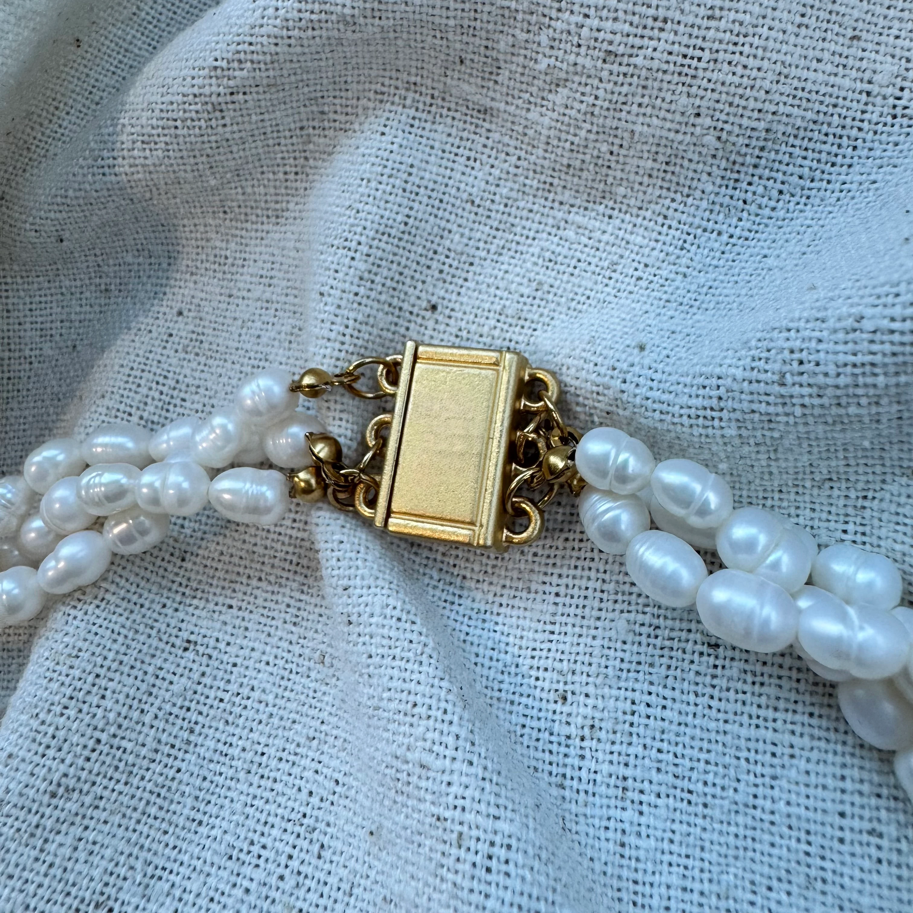 Doğal İnci Örgü Choker Tasarım Kolye