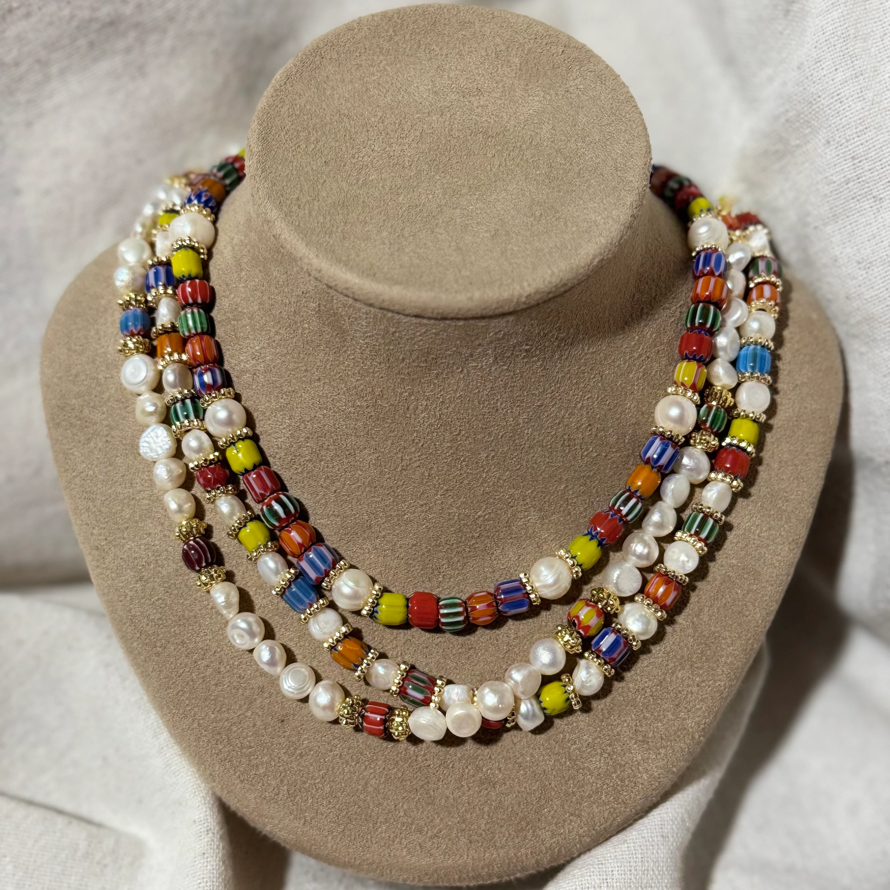 Doğal İnci & Nepal Boncuk Tasarım Üçlü Set