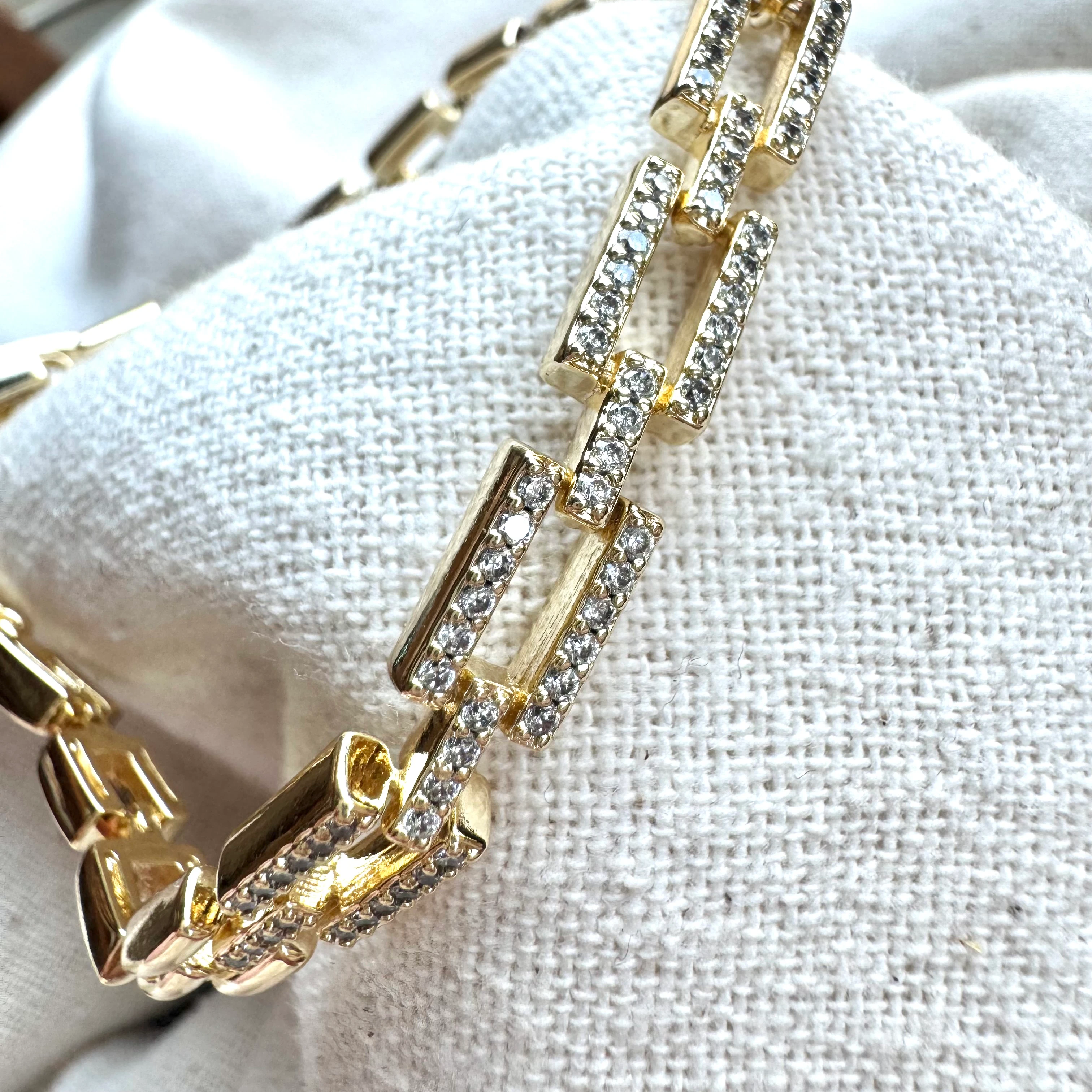 Dikdörtgen Zirkon Taşlı Bileklik