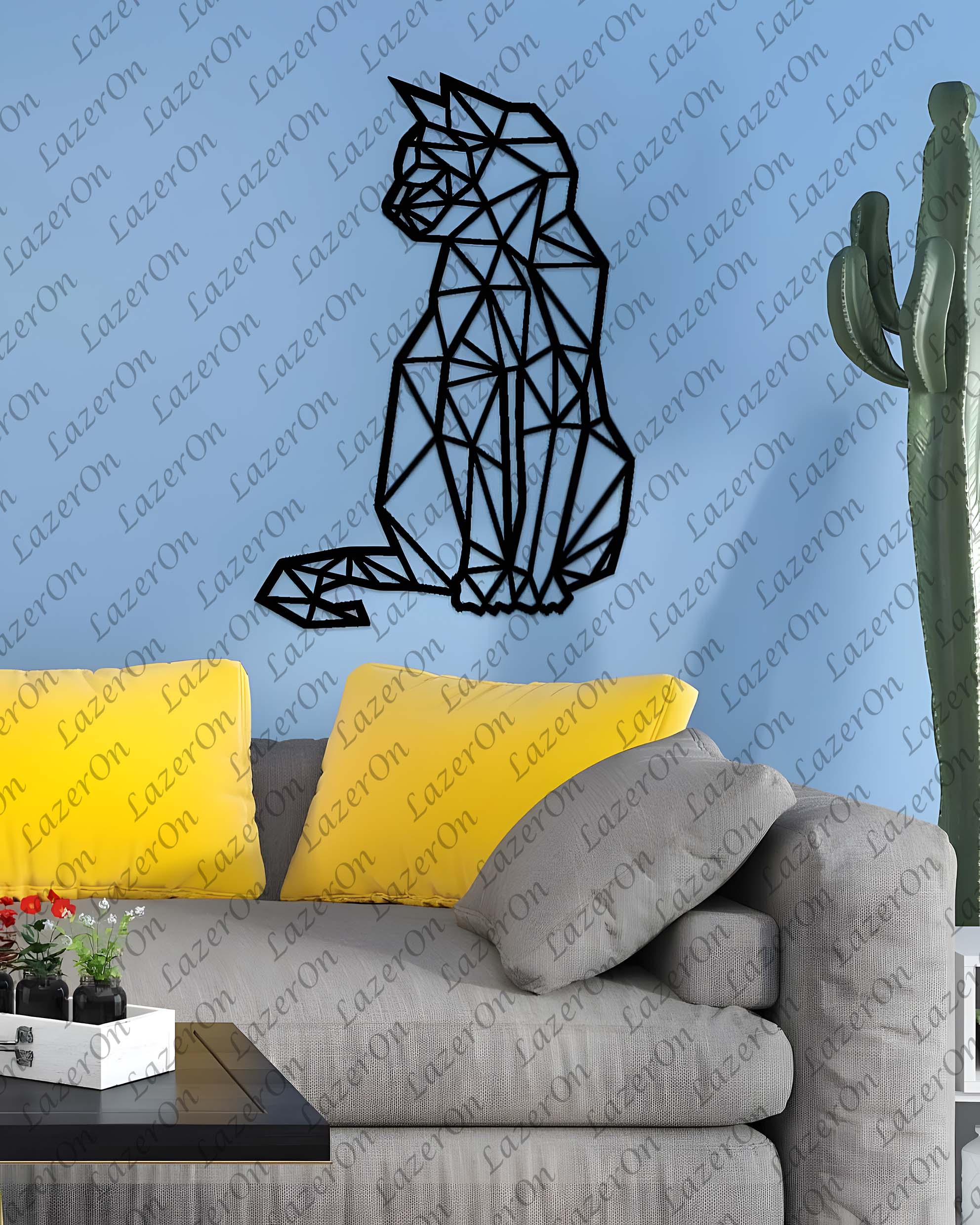 Geometrik Kedi Duvar Panosu