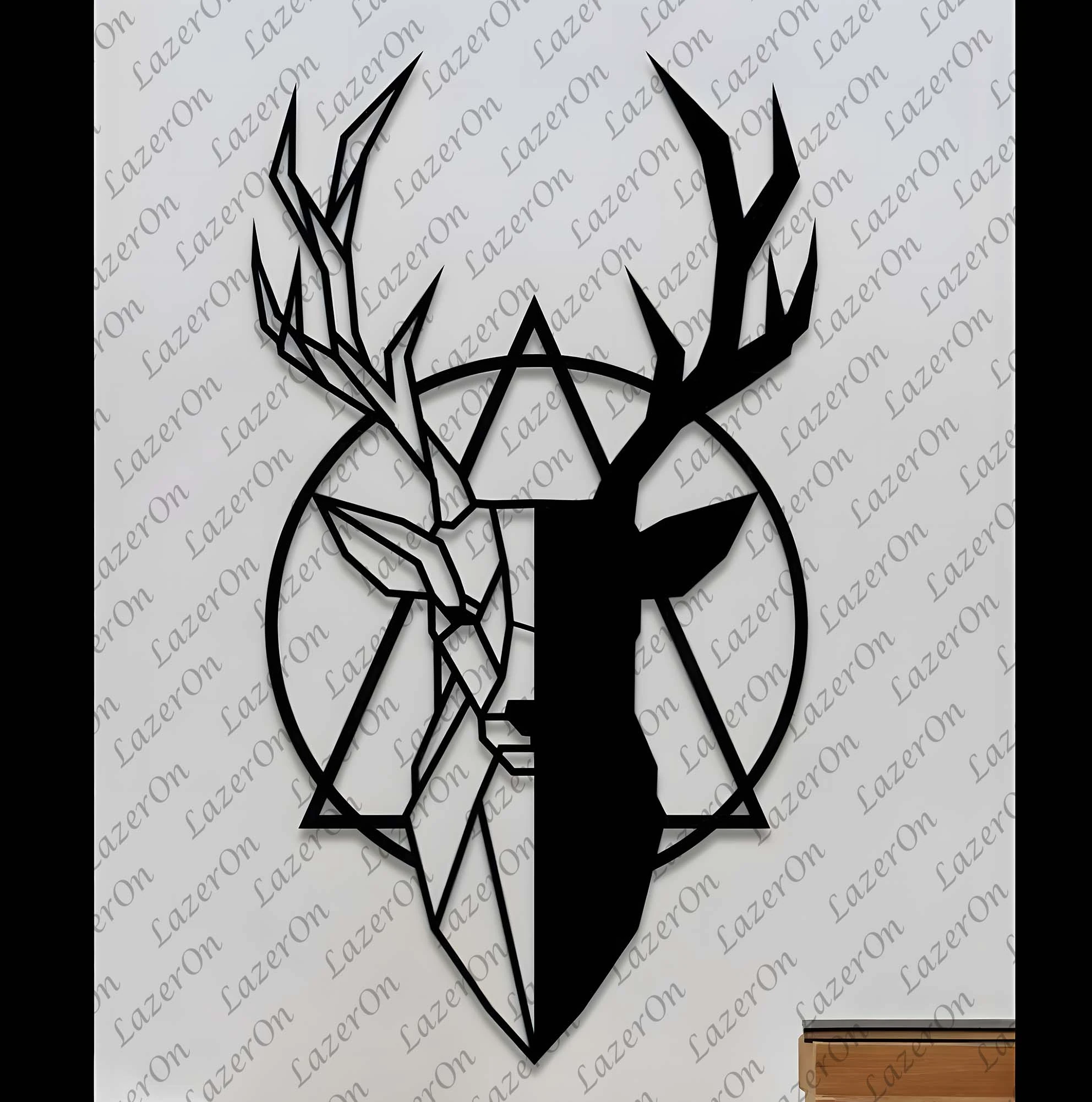  Geometrik Geyik Duvar Panosu