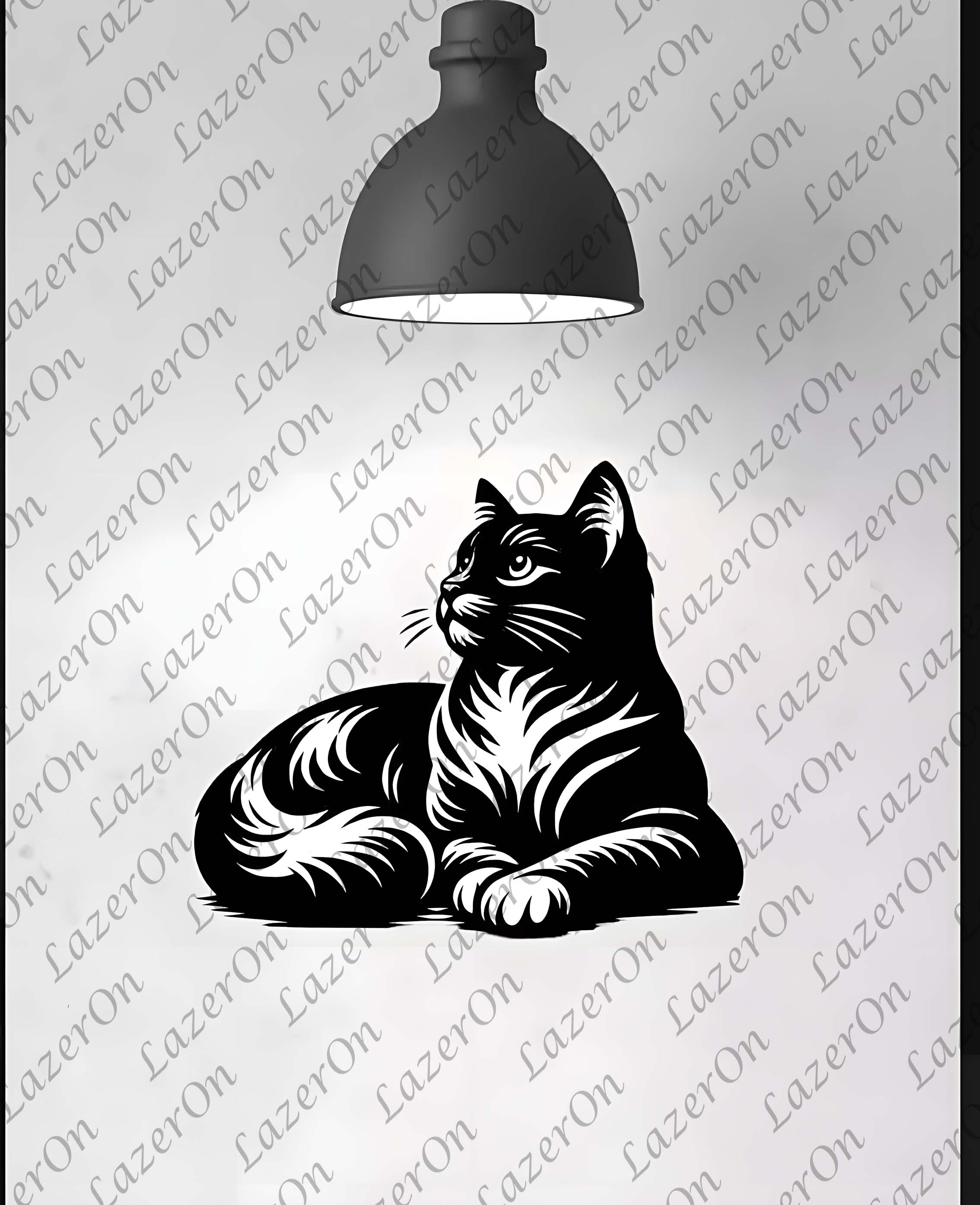 Lazer Kesim Kedi Duvar Dekoru | MDF Ahşap Siyah Tablo