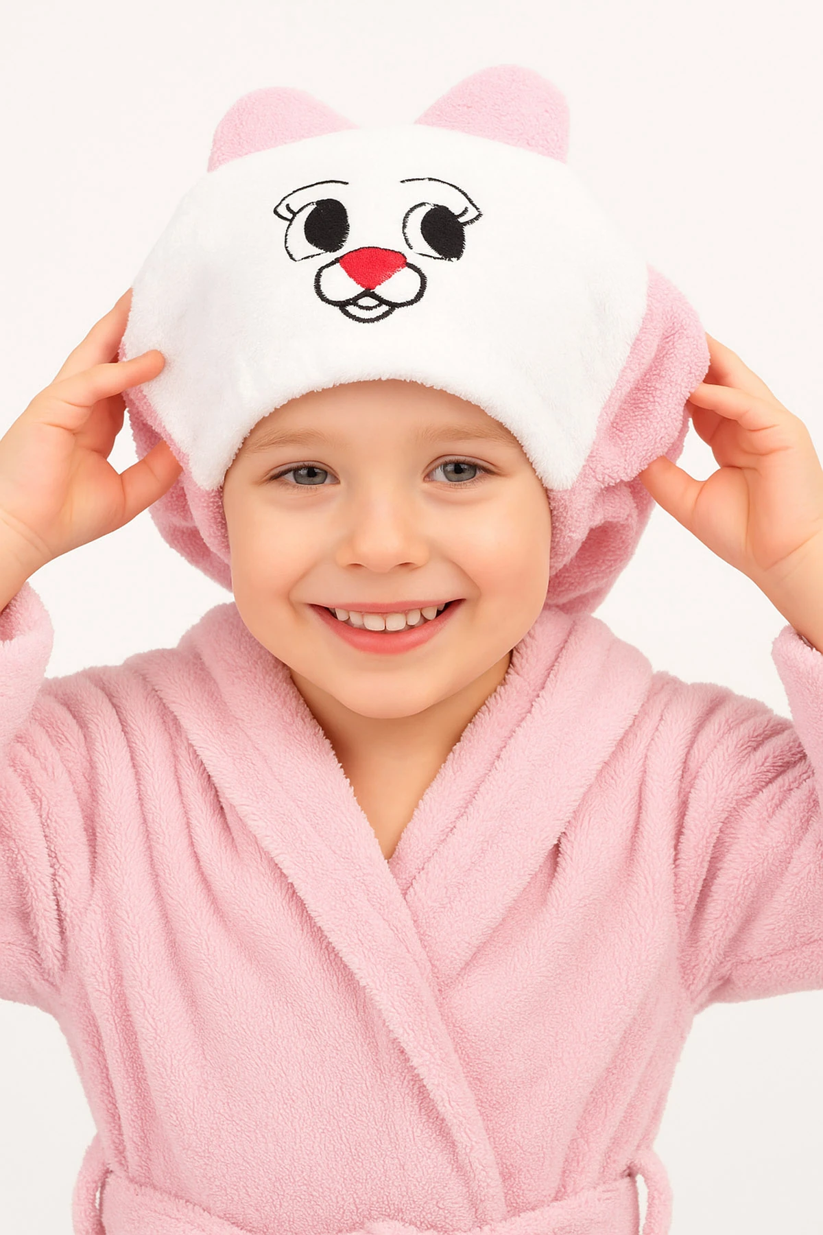 Nakışlı Kulak Detaylı Havlu Bone Saç Havlusu