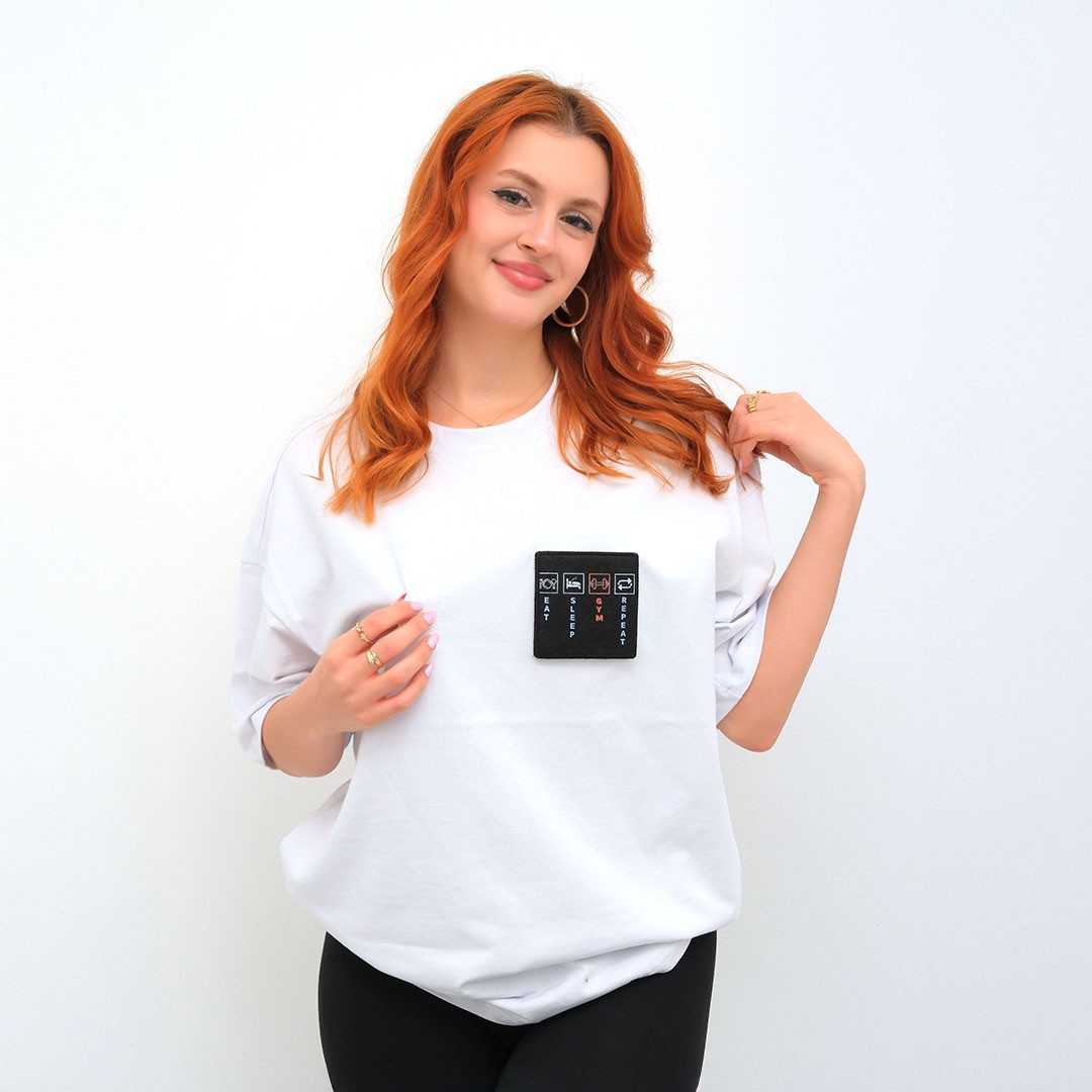 X-base özellikli oversize t-shirt - BEYAZ