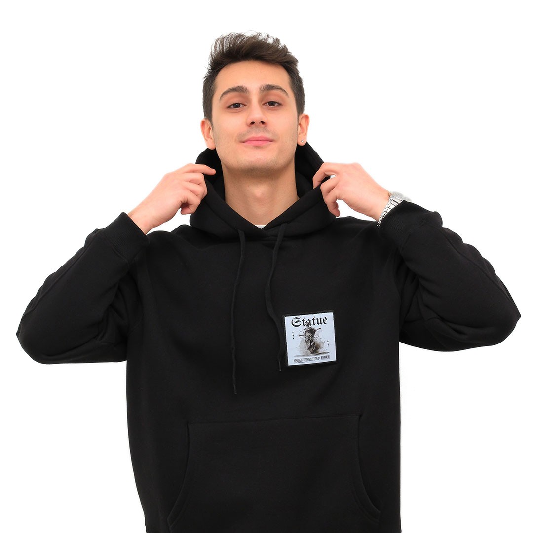 X-base özellikli oversize sweatshirt - Siyah