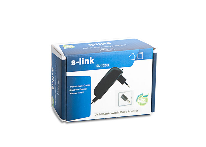 S-Link SL-125B 9V 2A 2.5x0.8x10 1.2M Tablet Adaptörü