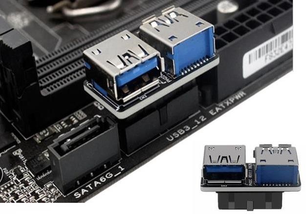 Alfais Kasa İçi Usb 3.0  19 20 Pin Dişi 2X Anakart Çoklayıcı 5047