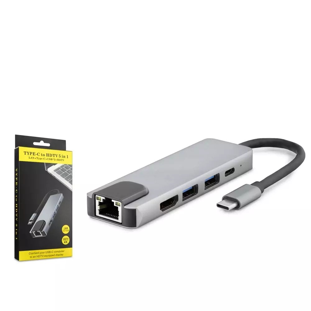 Hadron HDX7831 Type-C Hdtv Combo Hdmı 4K 30Hz + Type-C + 2*Usb 3.0 + Lan 5in1 Gri