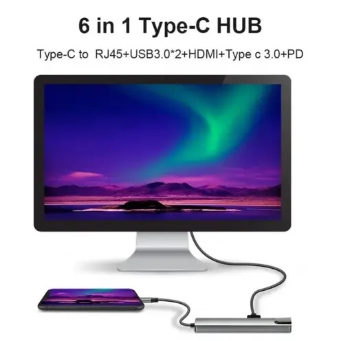 Sensei 6in1 Çok Fonksiyonlu Type-C Çoklayıcı Adaptör