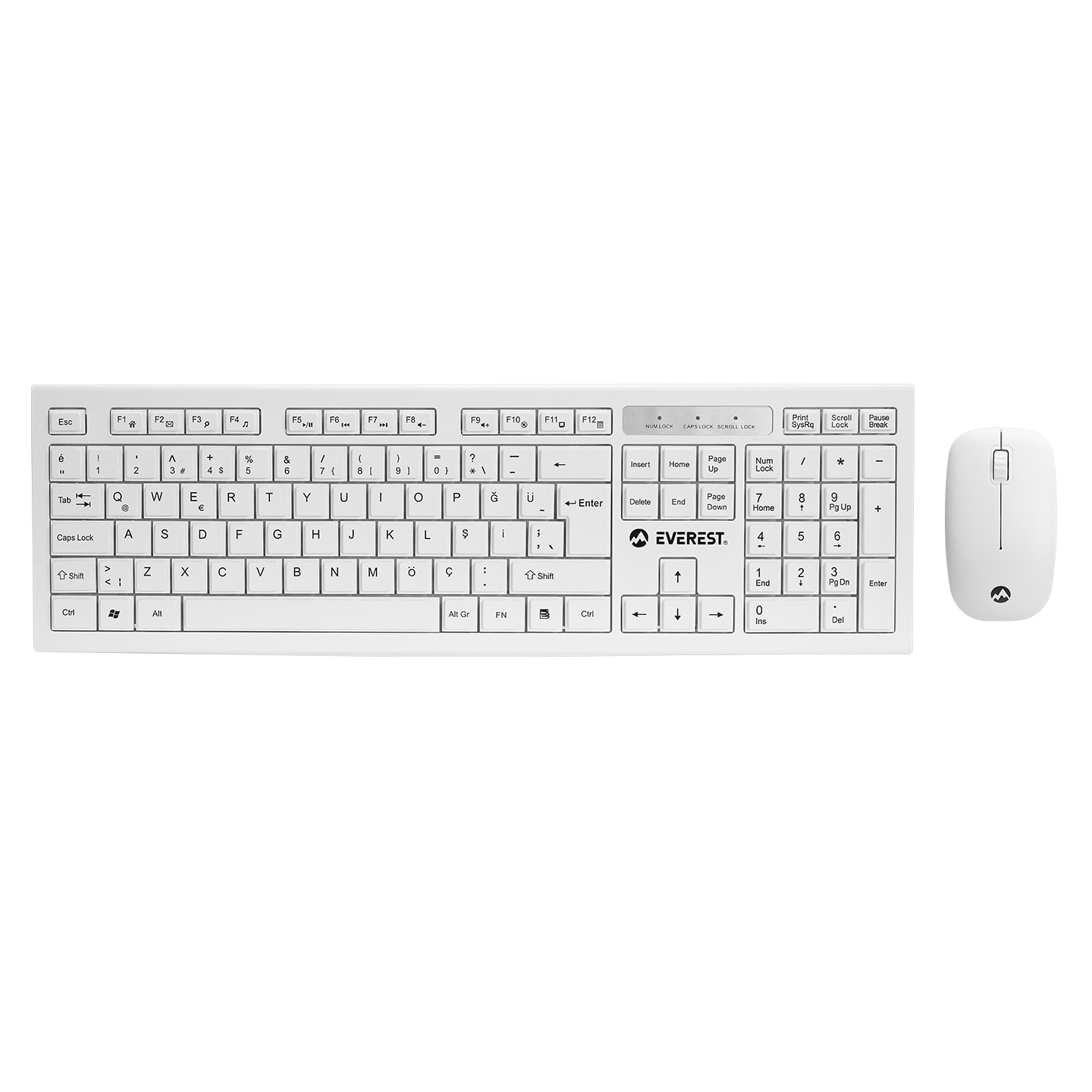 Everest KM-6121 Beyaz Kablosuz Q Slim Klavye + Mouse