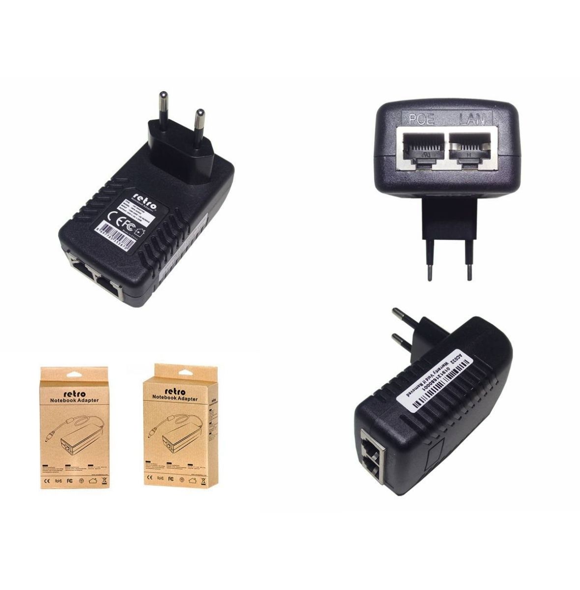 Retro RPA-AC032 24V 1A 24W Gigabit Poe Adaptör+İnjektör