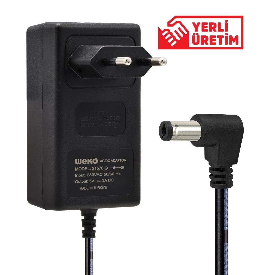 Weko 5V 3A 2.5x0.7mm Uçlu Priz Tipi Adaptör 21578