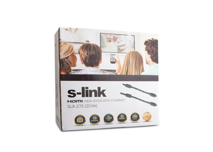S-Link SLX-275 20M Altın Uçlu Hdmı Kablo