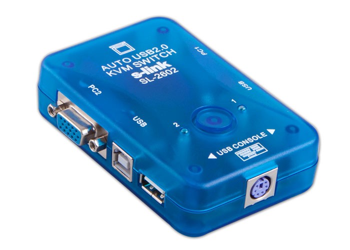 S-Link SL-2602 Usb Otomatik 2 Port Kwm Switch