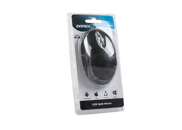 Everest KM-6809 Usb Siyah Işıklı Optik Mouse
