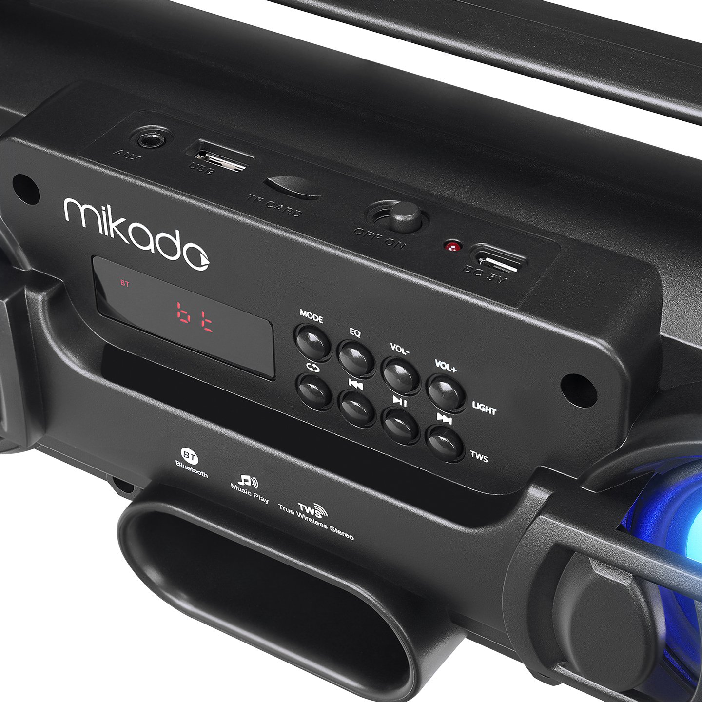 Mikado MD-BT38 Freestyle Siyah Işıklı Bt/Tf/Usb/Aux/Tws Kablosuz Hoparlör