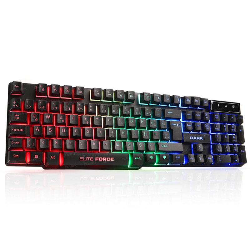Dark Elite Force GK1000 Mekanik Hisli Rainbow Aydınlatmalı Türkçe Q Oyuncu Klavyesi