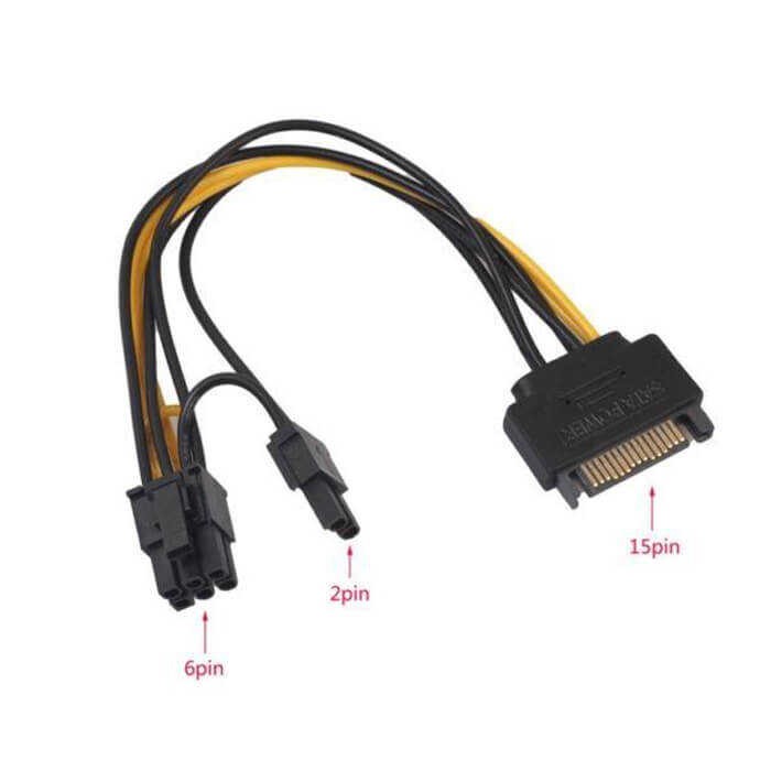 Sata To 6+2 Pin 8 Pin Ekran  Kartı 20Cm Power Kablosu