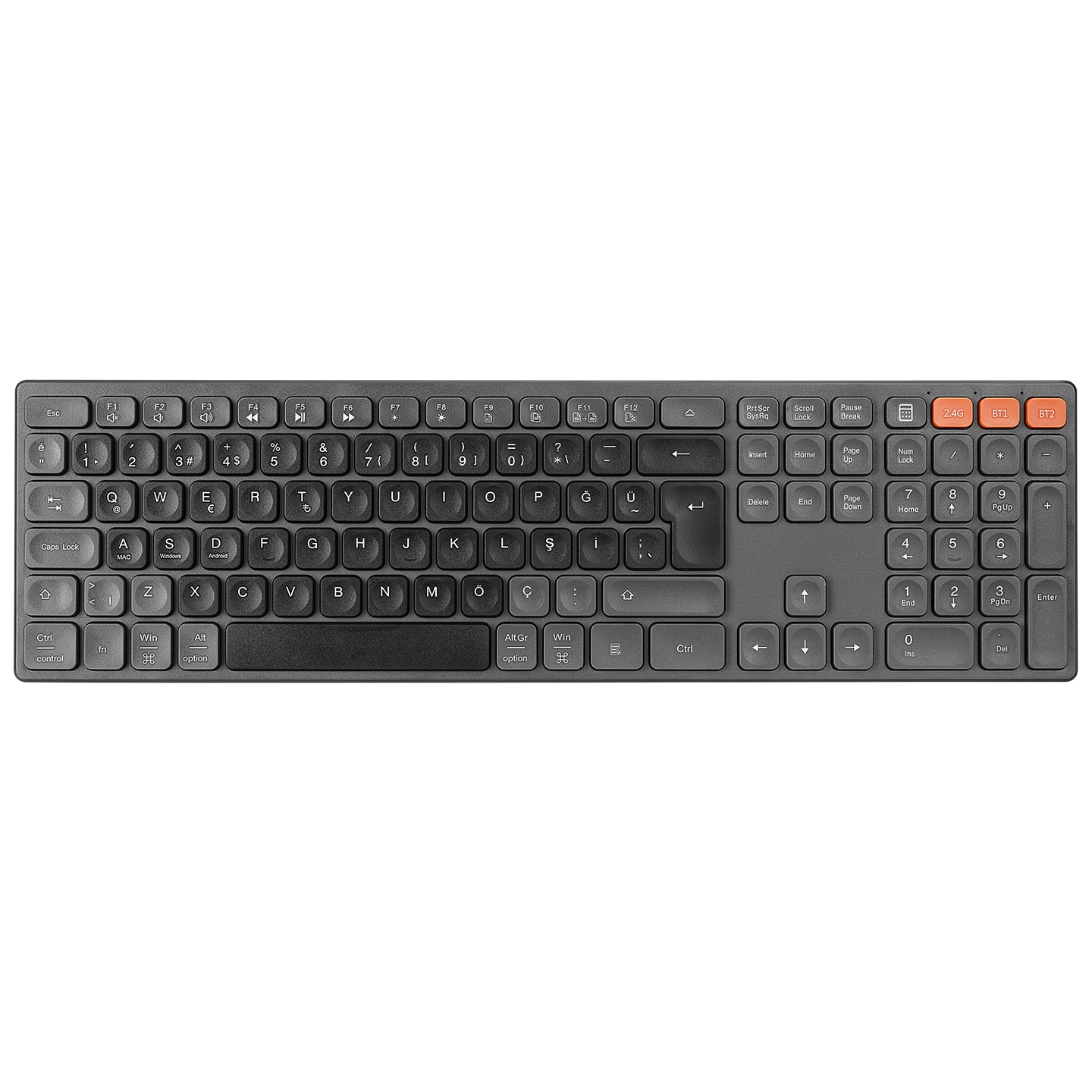 Everest KB-2610 Siyah/Gri 2.4G+BT1+BT2 Klavye