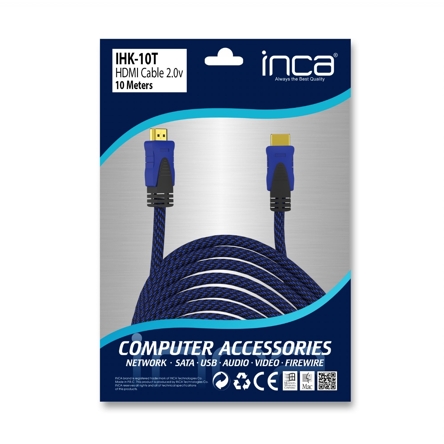 Inca IHK-10T 10M 2.0v 18 Gbps Bant Genişliği  4K&2K  Full Hd Hdmı Kablo