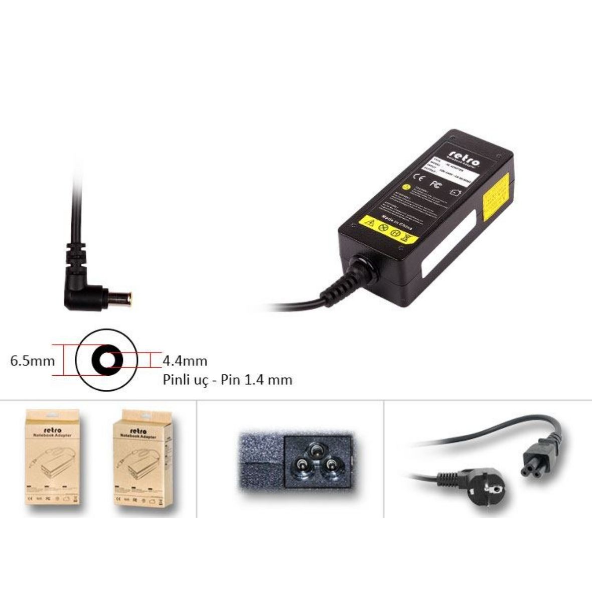 Retro RNA-SN04 Lg Sony Uyumlu 22M37A-B 19.5V 2A 39W 6.5x4.4mm Led Monitör Adaptörü