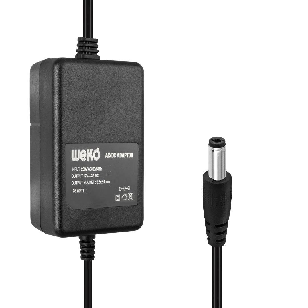 Weko 12V 3A 5.5x2.5 Uçlu Plastik Kasa Adaptör 22058