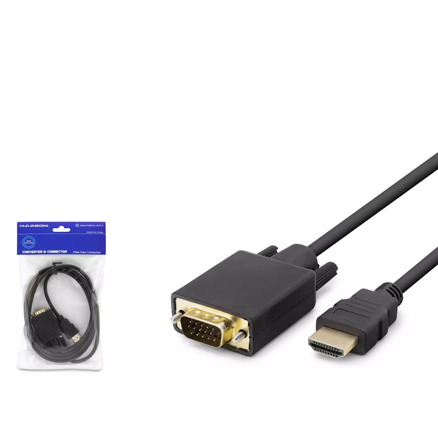 Hadron HDX7795 Pvc 120Hz 1080P 1.8M Siyah  Hdmi To Vga Kablo