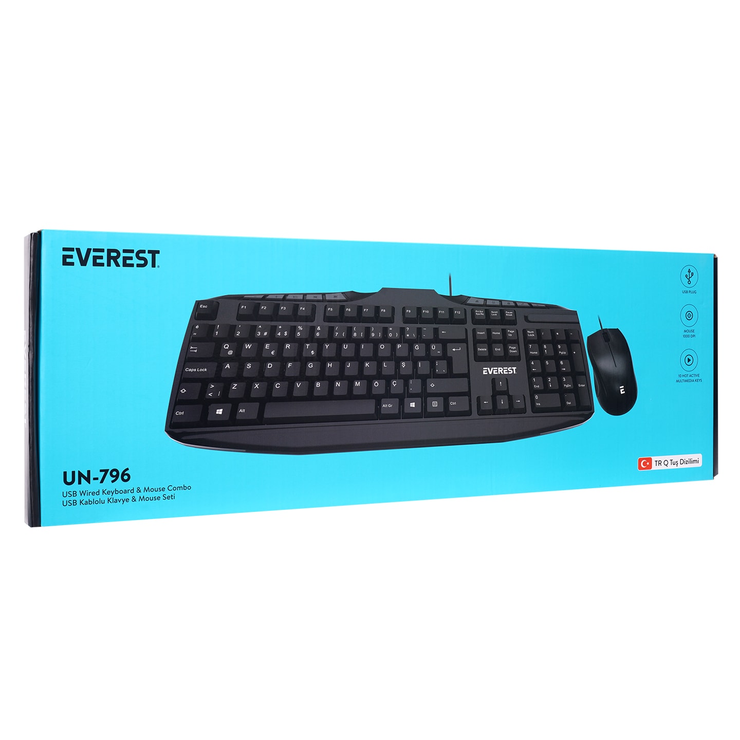 Everest UN-796 Siyah Usb Q Multimedia Klavye Mouse