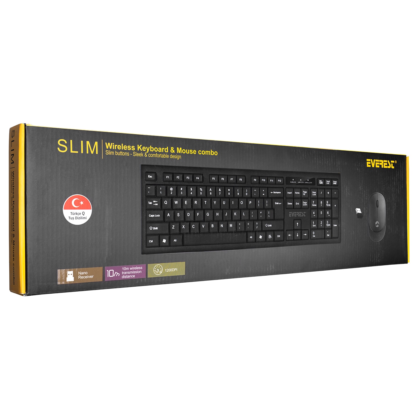 Everest KM-6121 Siyah Kablosuz Q Slim Klavye  Mouse Set
