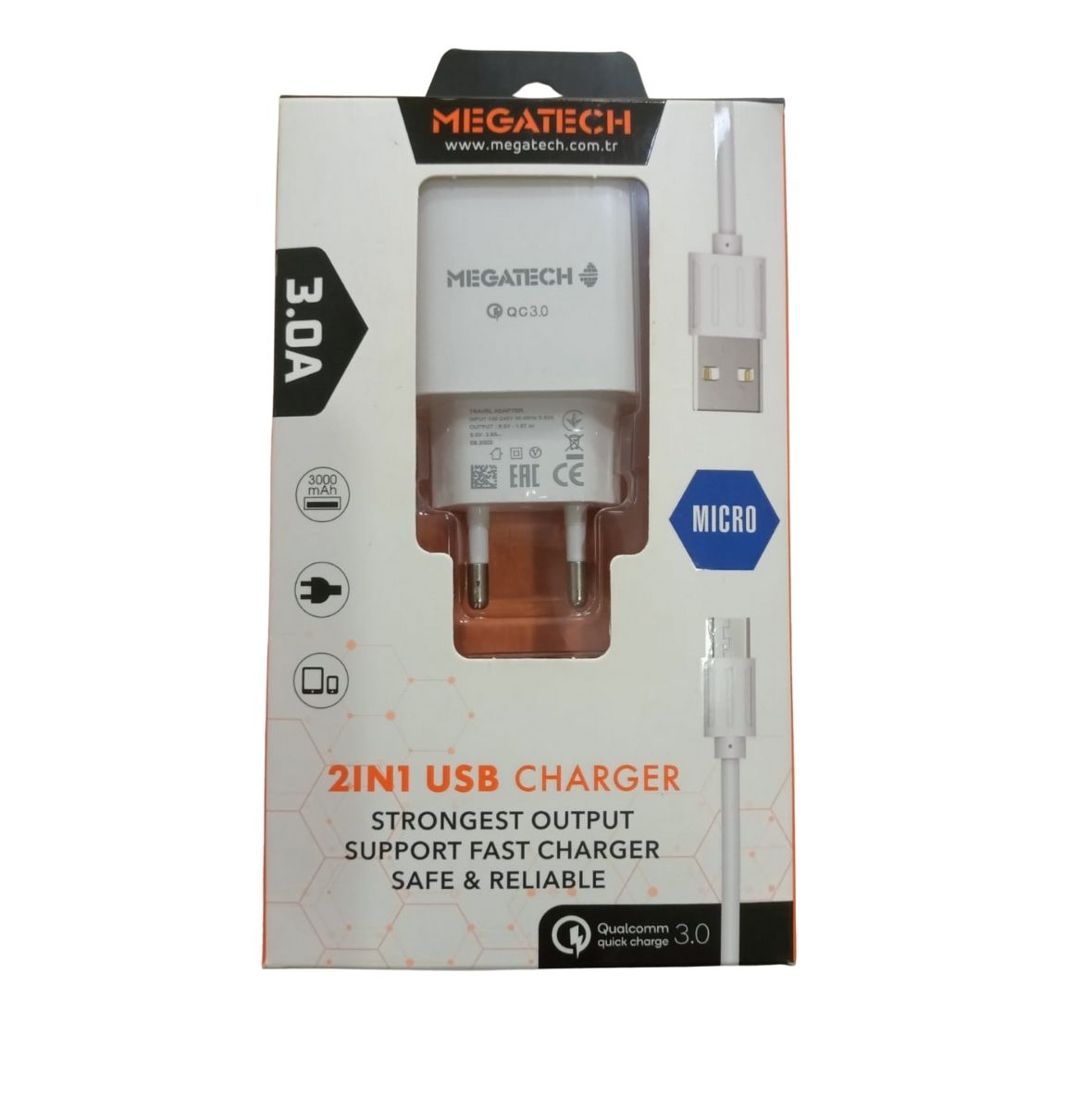 Megatech CC01 5V 3.0A Micro Usb Hızlı Şarj Kablosu