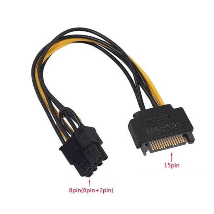 Sata To 6+2 Pin 8 Pin Ekran  Kartı 20Cm Power Kablosu