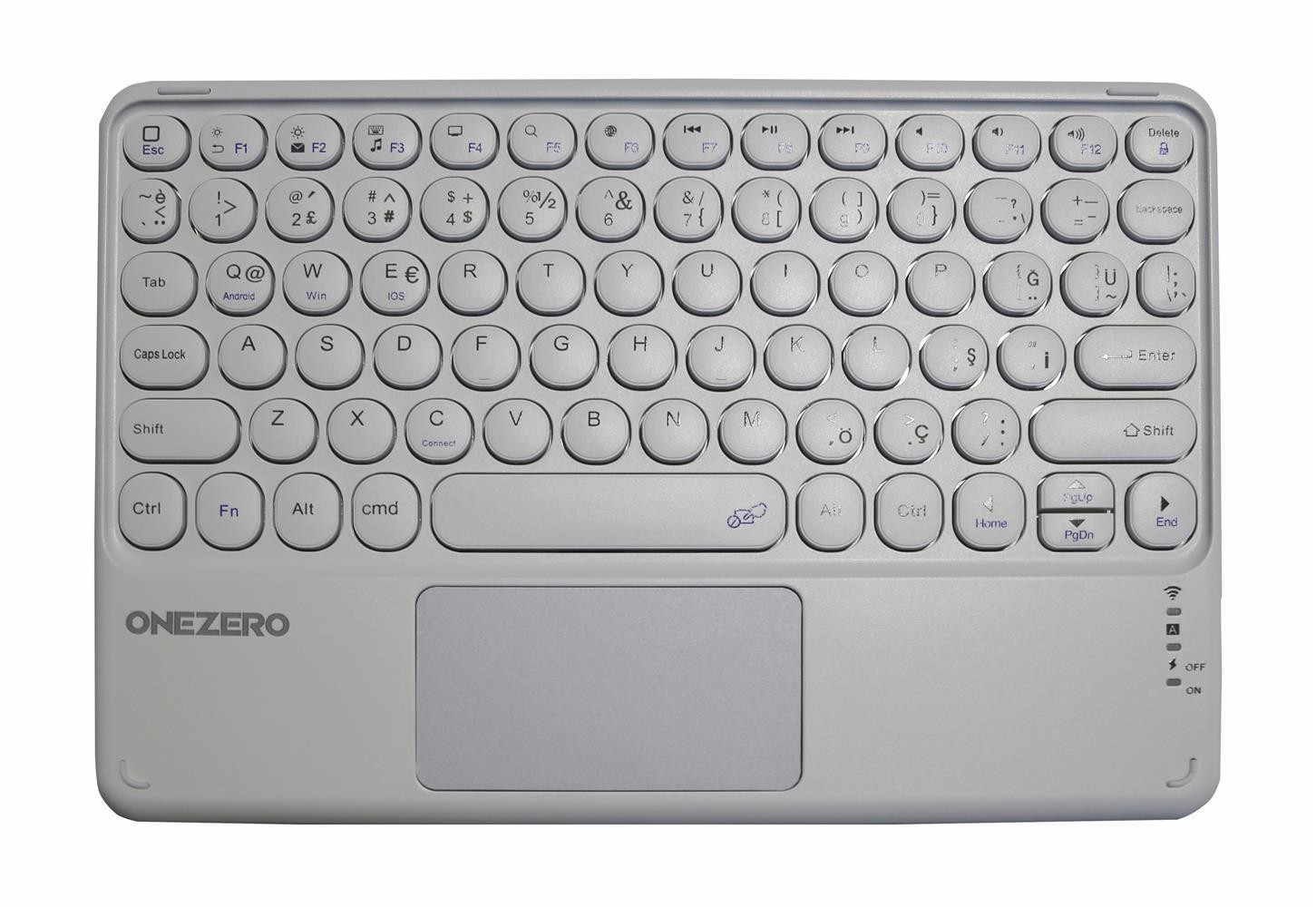 Onezero NO:102 Beyaz Bluetooth Touch Pad Li Slim Klavye