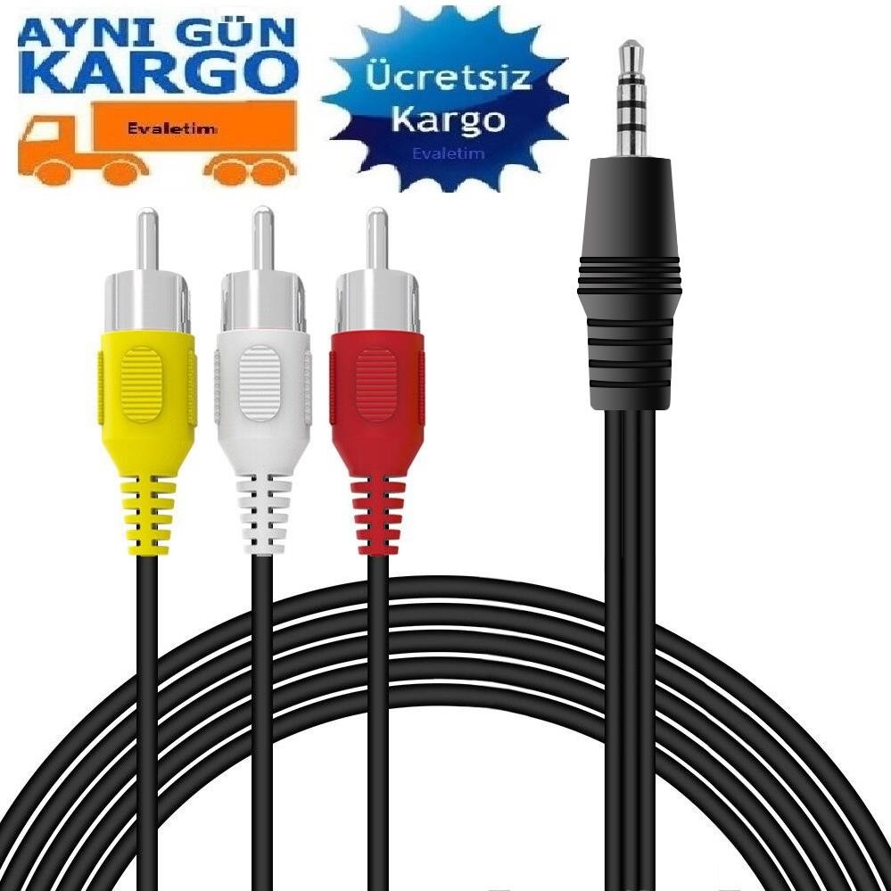 Alfais AL4824 3.5Mm 1M Stereo To 3Rca Dişi Tos Çevirici Ses Kablosu