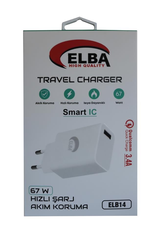 Elba ELB14 ELB-67W Usb 67W 3.4AHızlı Şarj Akım Korumalı Priz