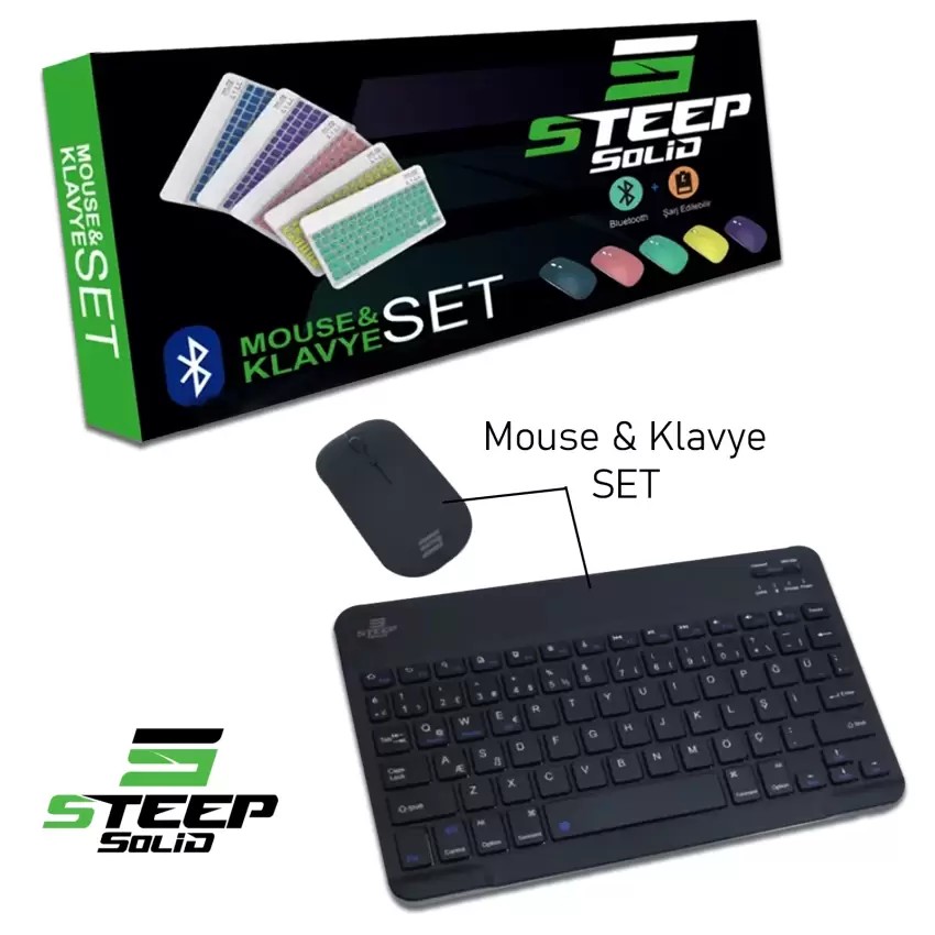 Steep Solid Siyah Bluetooth Klavye Mouse Set